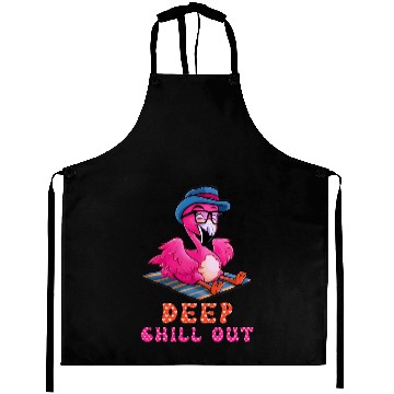 Discover Deep Chill Out Flamingo Summer Vacation Aprons