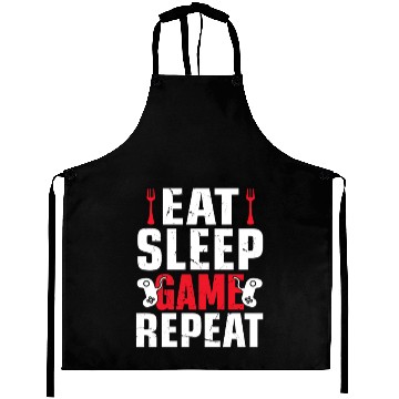 Discover Eat sleep game repeat! Aprons