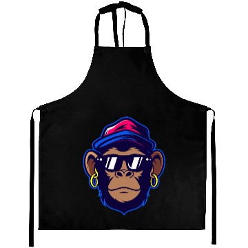 Discover Cool Monkey with Sunglasses Urban Cartoon Style Aprons
