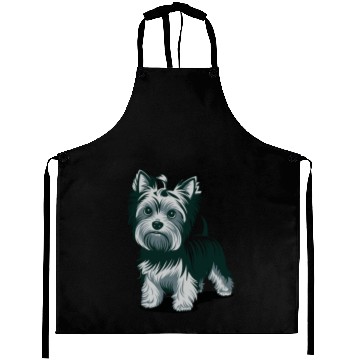 Discover Adorable Yorkshire Terrier Art for Dog Lovers Aprons
