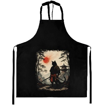 Discover Samurai Cat Warrior Aprons Design