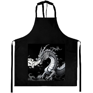 Discover A classic dragon breathing fire Merch Aprons