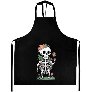 Discover Floral Skull Embrace Aprons