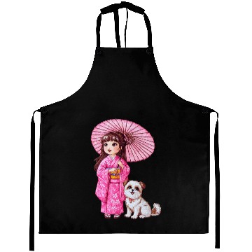 Discover Kimono Girl & Her Loyal Pup Aprons