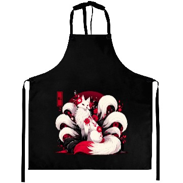 Discover Kitsune Fox Red spider lily Flowers Japanese Nine Aprons