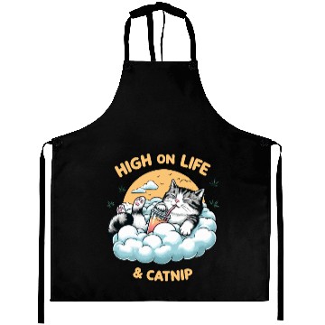 Discover High on Life & Catnip - Floating Cat Art Aprons