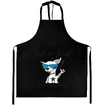 Discover Cool Graffiti Abstract Dog with Blue Sunglasses Aprons