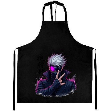 Discover Mysterious White-Haired Anime Warrior with Mask Aprons