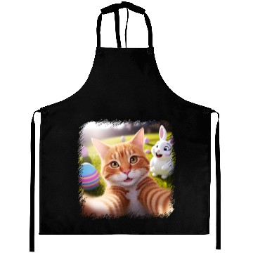 Discover Cute Easter Selfie Cat Bunny Spring Aprons For Kids
