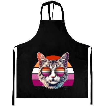 Discover Lesbian Pride Cool Cat with Sunglasses Aprons