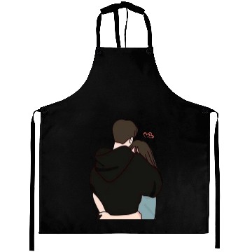 Discover Warm and Cozy Couple Hug Illustration Aprons