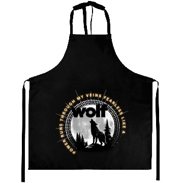 Discover Fearless Wolf Full Moon Aprons