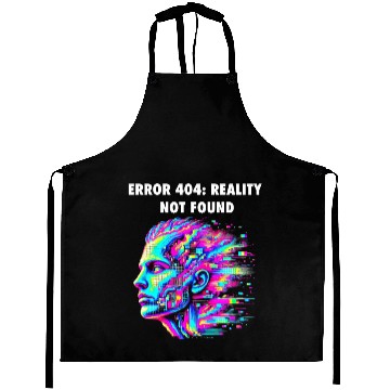 Discover "ERROR 404: Reality Not Found – Glitch Aesthetic Aprons