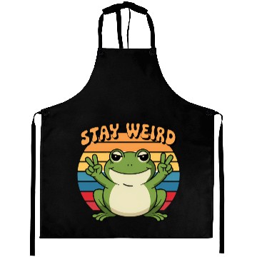 Discover Stay Weird Retro Frog Design Cute Cartoon Aprons