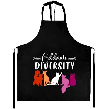 Discover Celebrate Diversity Lesbian Pride LGBTQ Cat Lover Aprons