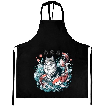 Discover Flow with Grace - Majestic Cat & Koi Fish Aprons