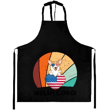 Discover Patriotic Pup: Corgi in the USA Aprons