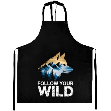 Discover Follow Your Wild Adventure Mountain Wolf Aprons