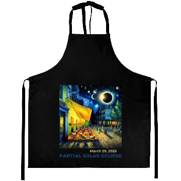 Discover March 29, 2025 Partial Solar Eclipse Night Scene Aprons