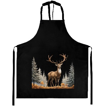 Discover Majestic Deer: A Golden Stance in Nature's Embrace Aprons