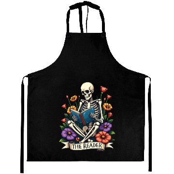 Discover The Reader Tarot Card Skeleton Reading a Book Aprons