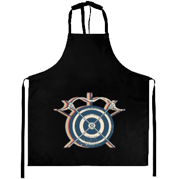 Discover Archery Archer Bow and Arrow Retro Line Art Aprons