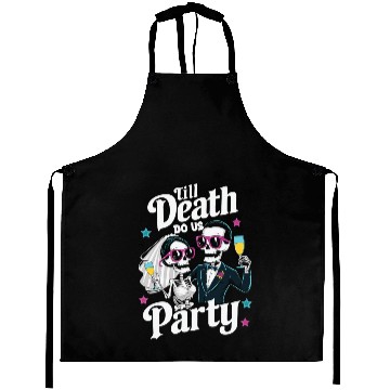 Discover Funny Skeleton Bride and Groom Till Death Do Party Aprons