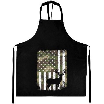 Discover Deer Buck Hunting Camo US Flag Hunter Camouflage Aprons