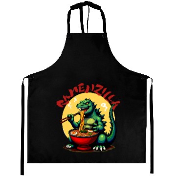 Discover RamenZilla Ramen Noodle Loving Kaiju Monster Aprons