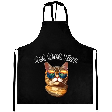 Discover got that rizz cool cat Aprons