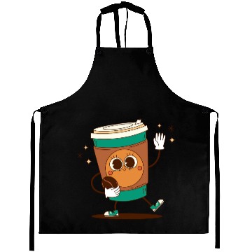 Discover Playful Coffee Cup Character Design Aprons