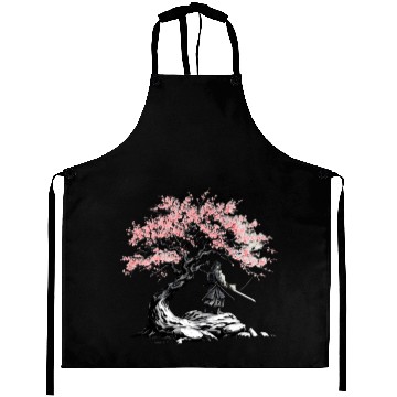 Discover Samurai trains beneath a blooming Sakura tree Aprons
