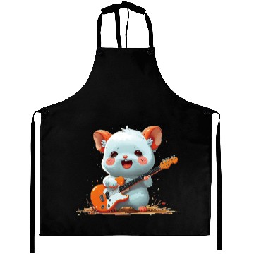 Discover Cute Cartoon Guitar Mouse Stickers Aprons