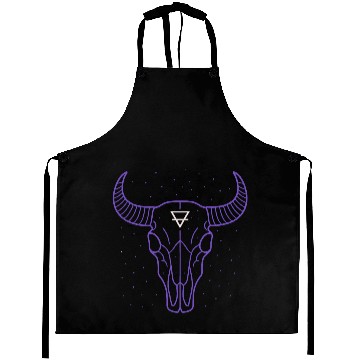 Discover Earth Symbol Bull Skull | Mystic Minimal Art Aprons