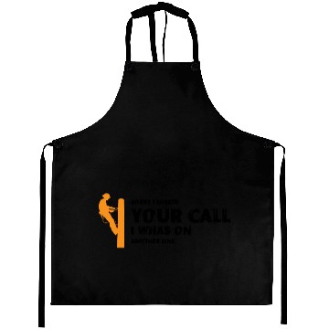 Discover Orange silhouette of a lineman climbing a utility Aprons