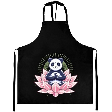 Discover Meditating Panda on Lotus Aprons