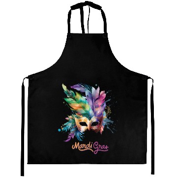 Discover Colorful Mardi Gras Mask Feather Party Design Aprons