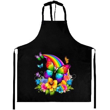 Discover Flower butterfly and rainbow Aprons
