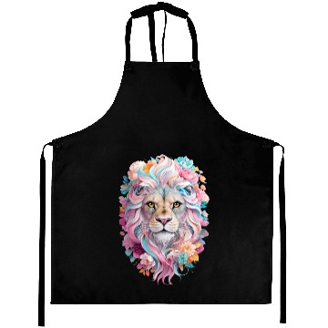 Discover Lion Illustration Surrounded By Floral Aprons