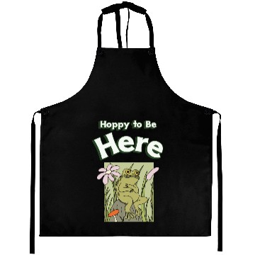 Discover Hoppy to Be Here Funny Frog Cartoon Aprons