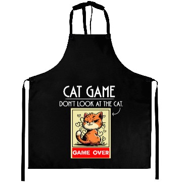 Discover Cat Meme Game Humor Don’t Look Game Over Design. Aprons