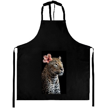 Discover Elegant Leopard Portrait With Hibiscus Flower Aprons
