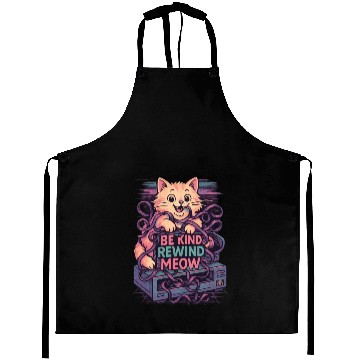 Discover Be Kind Rewind Meow Retro Vibe 80s 90s VHS Aprons