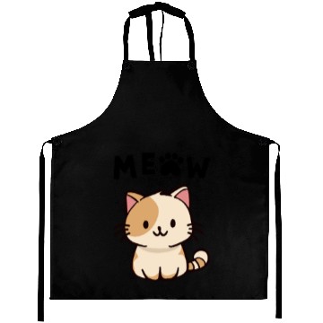 Discover Cute Kawaii Meow Cat – Minimal Cartoon Aprons