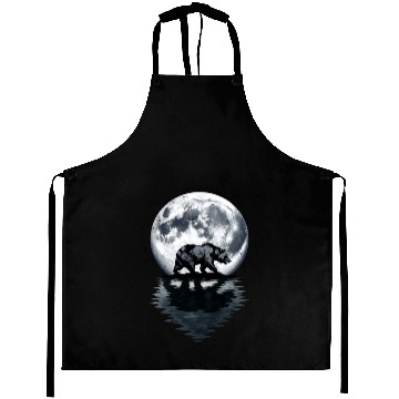 Discover Bear Silhouette Under Full Moon – Wilderness Wildl Aprons