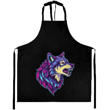 Discover psychedelic wolf head Aprons