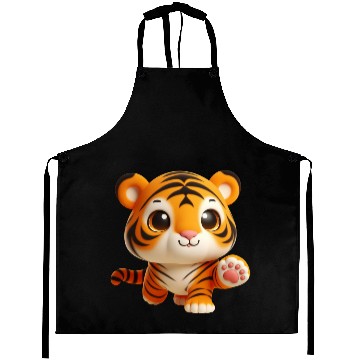Discover Charming Baby Tiger in Playful Pose Aprons