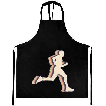 Discover Runner Marathon Running Retro Line Art Aprons