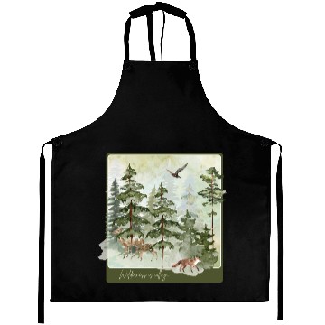 Discover Wilderness is Calling – Watercolor Fox & Forest Aprons