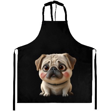 Discover 3D Rendered Chubby Pug Sitting Aprons